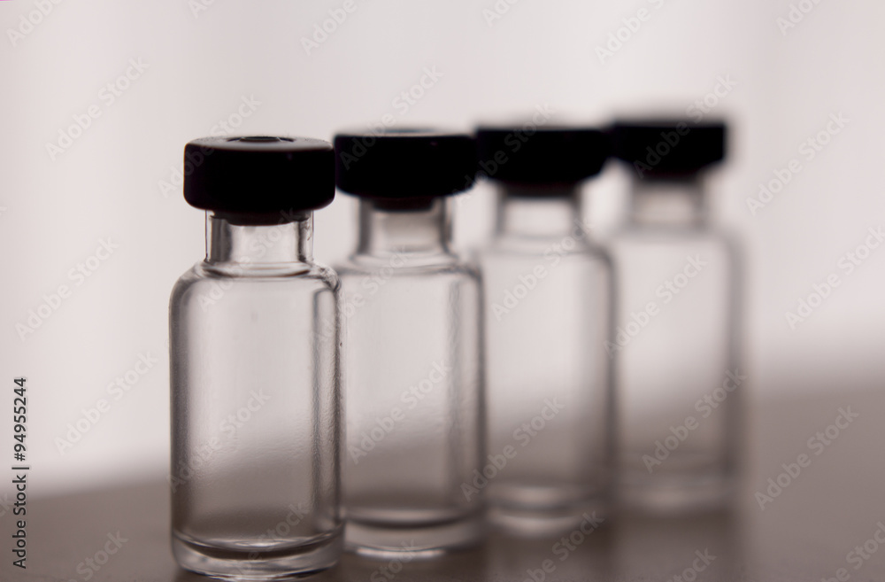 Vials without Medication in a row 