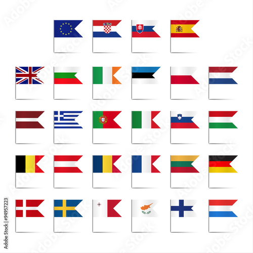 Set of colored mini flags of the European Union