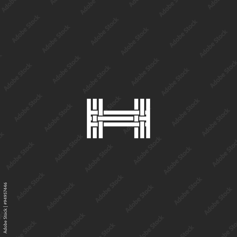 Monogram letter H logo, interlacing thin line design element, mockup wedding invitation or business card emblem, hotel symbol template Monogram letter H logo, interlacing thin line design element, mockup wedding invitation or business card emblem, hotel symbol template