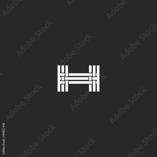 Monogram letter H logo  interlacing thin line design element  mockup wedding invitation or business card emblem  hotel symbol template