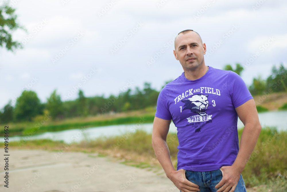 Fototapeta premium bodybuilder outdoors