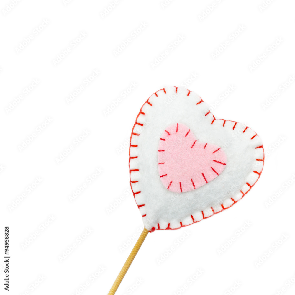 Heart on a stick, Valentine's Day background on white. Selective focus. Heart on a stick, Valentine's Day background on white. Selective focus.