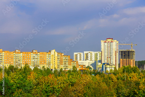 Multicolored Buildings in Trees