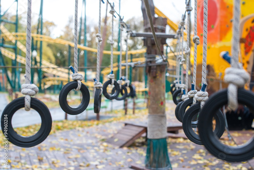 Adventure climbing high wire park, rope extreme park