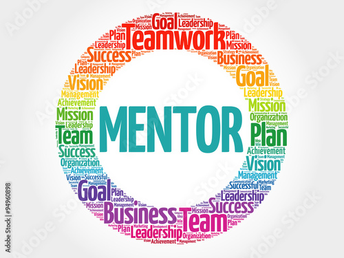 Mentor circle stamp word cloud, business concept