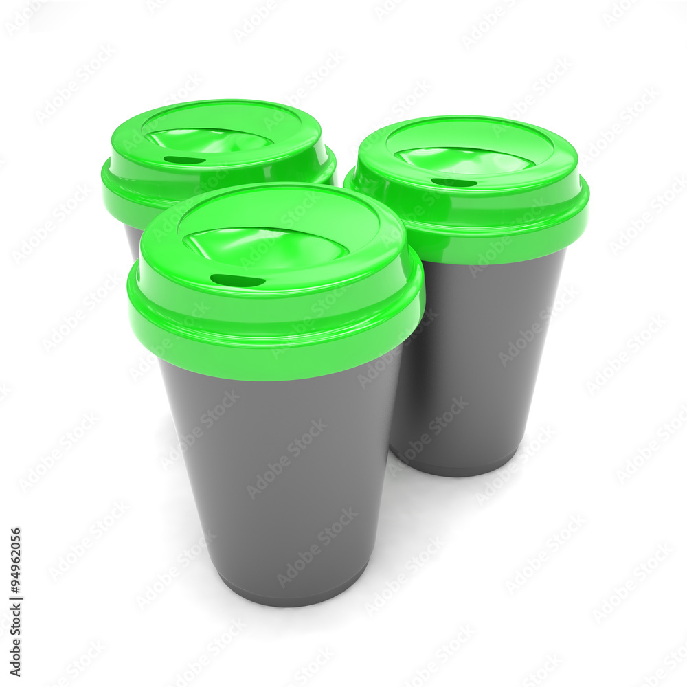 Three paper coffee cups