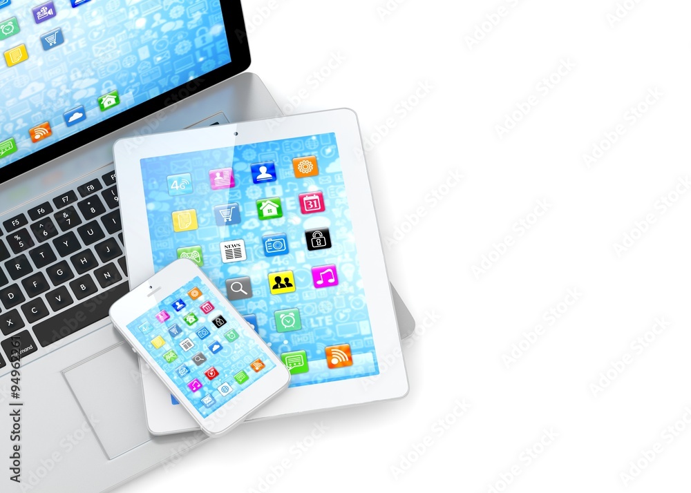 Laptop, phone and tablet pc. Laptop, phone and tablet pc.
