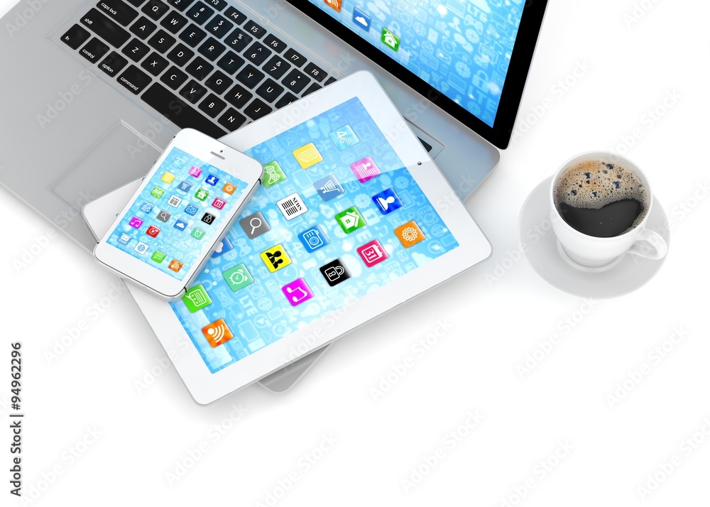 Laptop, phone and tablet pc. Laptop, phone and tablet pc.