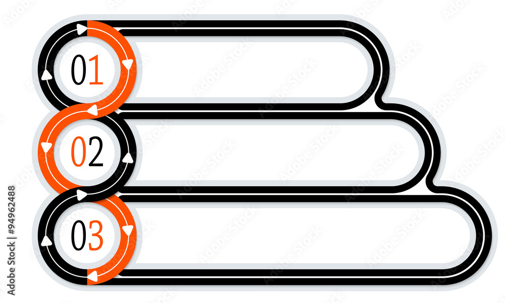 Three connected frames for your text and arrows Three connected frames for your text and arrows
