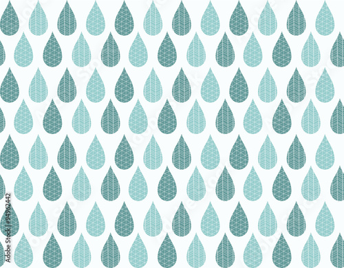 Seamless pattern with ornamental rain drops and line drawings