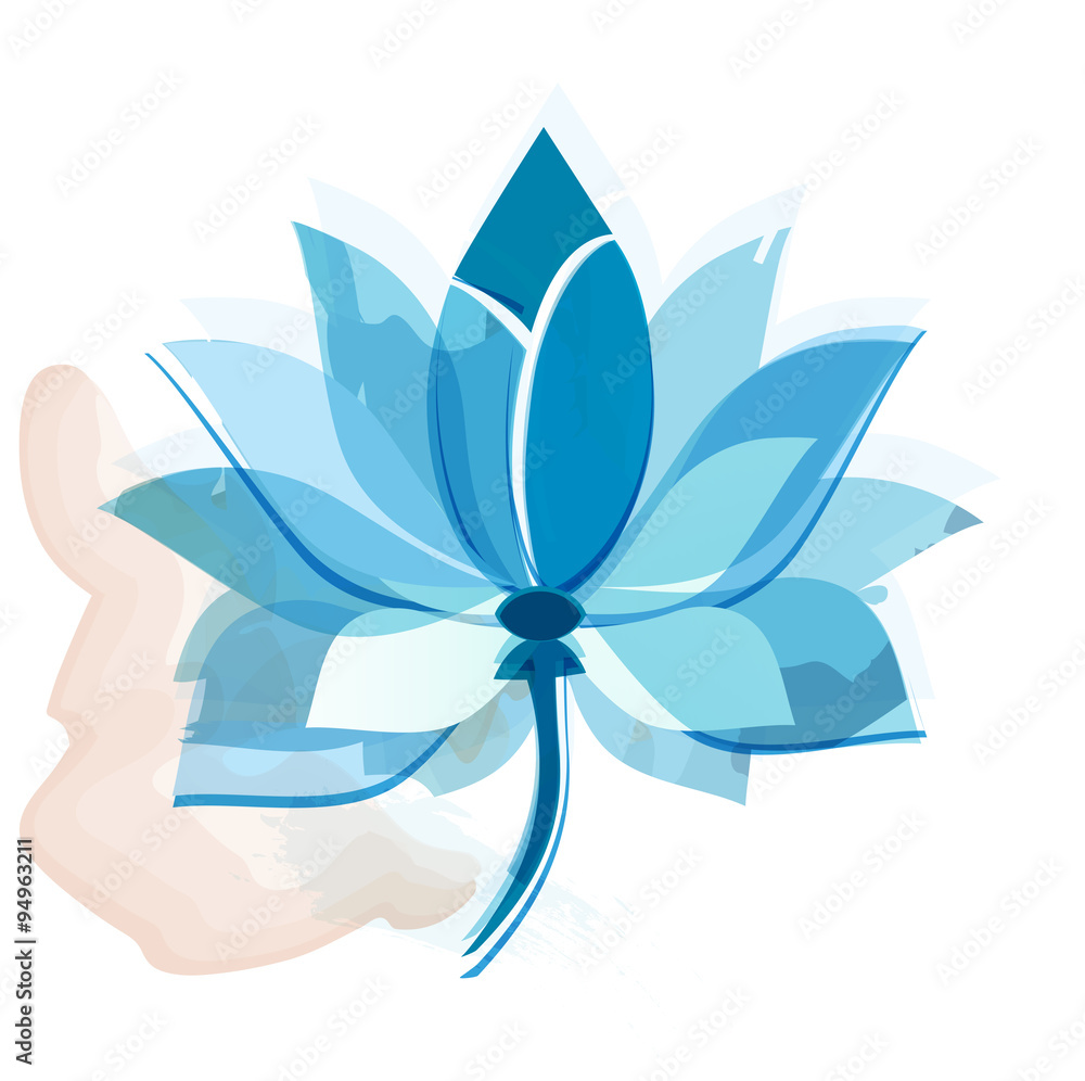Lotus flower or bud in watercolors.