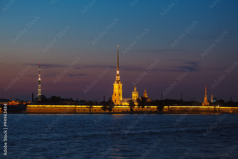 Paul and Peter Cathedral at White Night, Saint Petersburgh