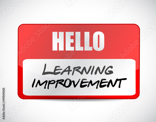 Learning improvement name tag sign concept