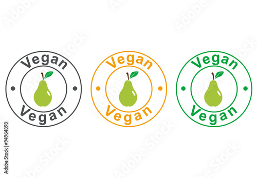 Icono plano vegan con pera en varios colores