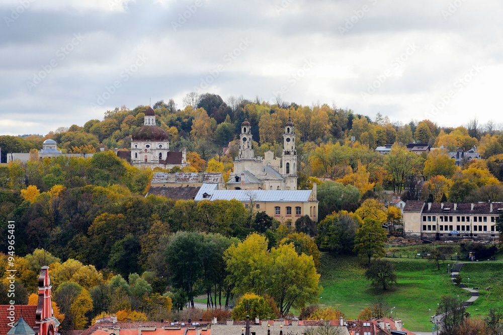 Vilnius town aerial view from Gediminas castle tower
