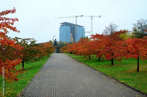 Obraz na płótnie Construction of new office building in Vilnius w salonie