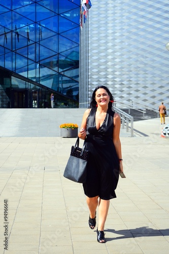 Woman in black in the Vilnius city