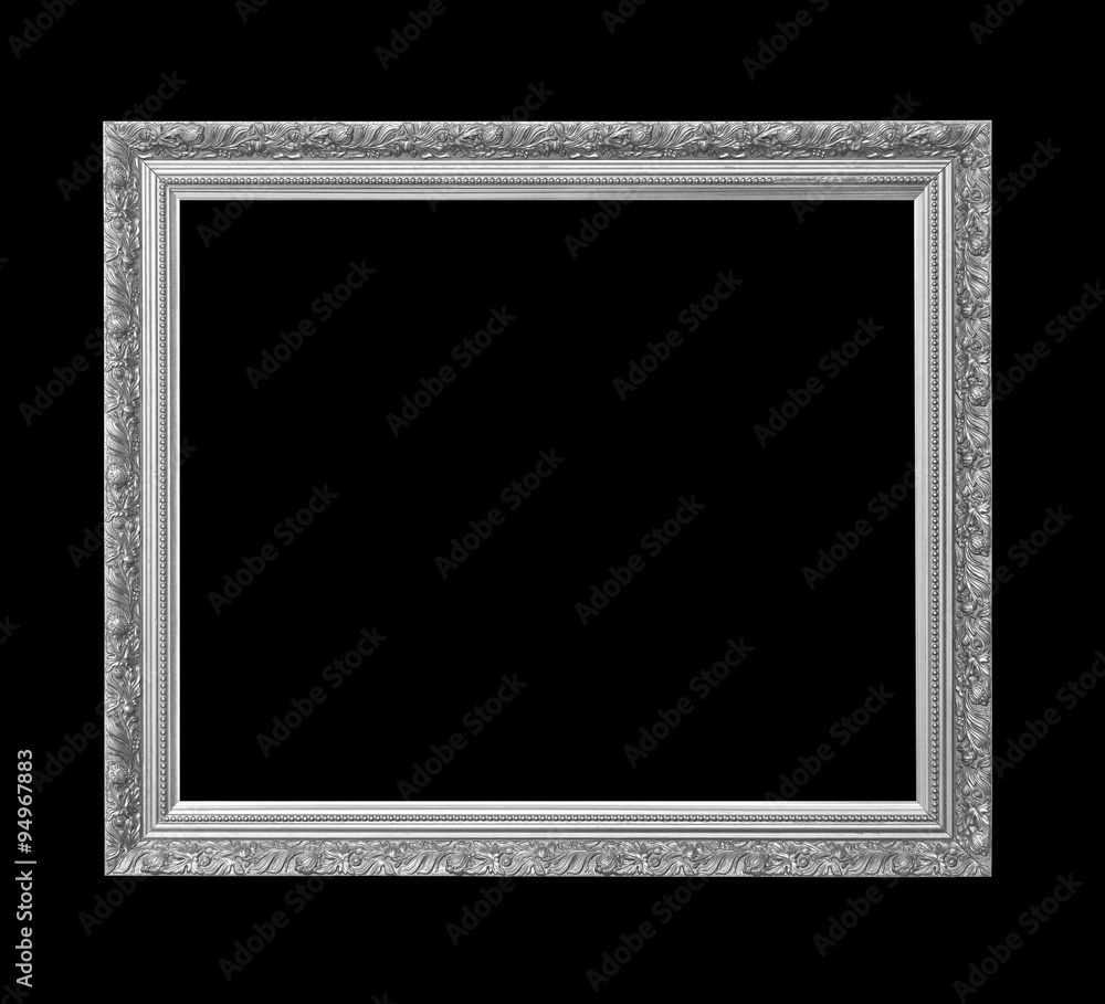Silver antique picture frame for oil painting isolated on black Silver antique picture frame for oil painting isolated on black