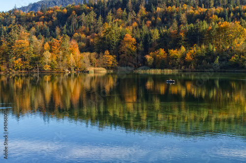 Fototapeta Naklejka Na Ścianę i Meble -  Autumn Lake Fishing Scenic