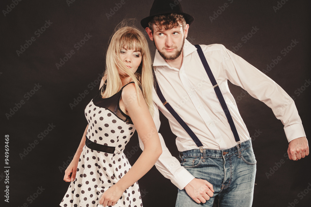 Fototapeta premium Young happy couple dancing