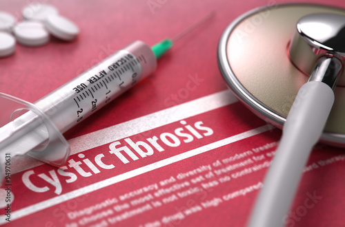 Cystic fibrosis - Printed Diagnosis on Red Background.