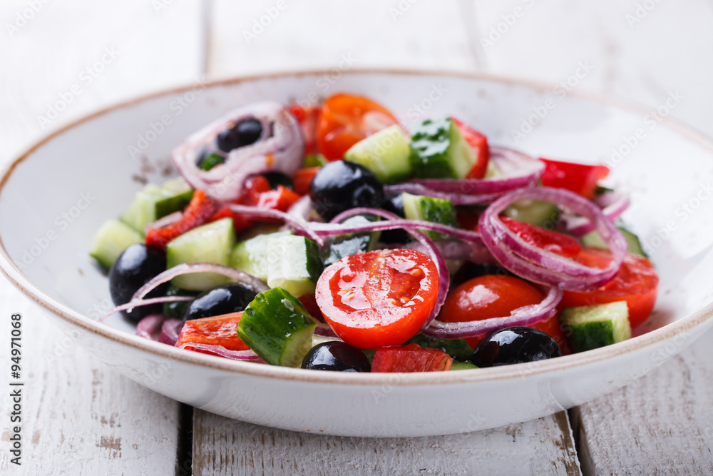 Greek salad.selective focus