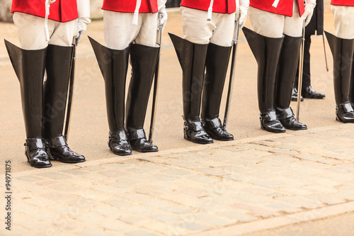 Part of body, solider horse guards boots in UK photo