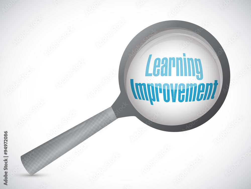 Learning improvement magnify glass sign concept Learning improvement magnify glass sign concept