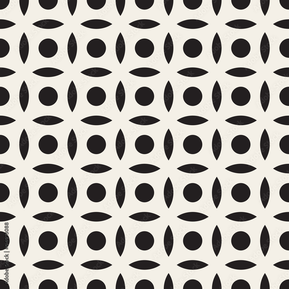 Vector Seamless Black And White Simple Circle Arc Square Pattern Vector Seamless Black And White Simple Circle Arc Square Pattern