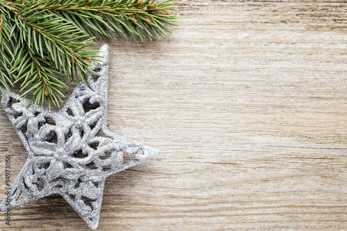 Wood texture with ornament and firtree.