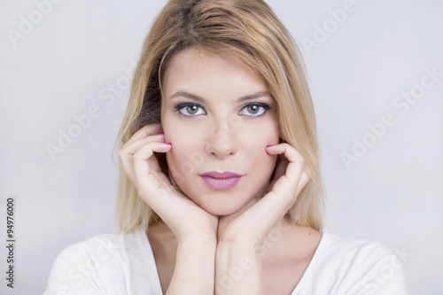 Beauty portrait of a blonde woman for skin care 