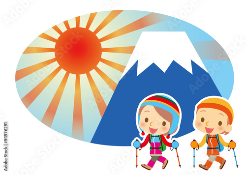富士山からの御来光を求めて　山ガール