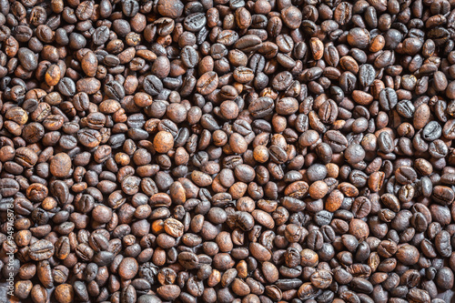 Pattern black roasted coffee bean texture and background