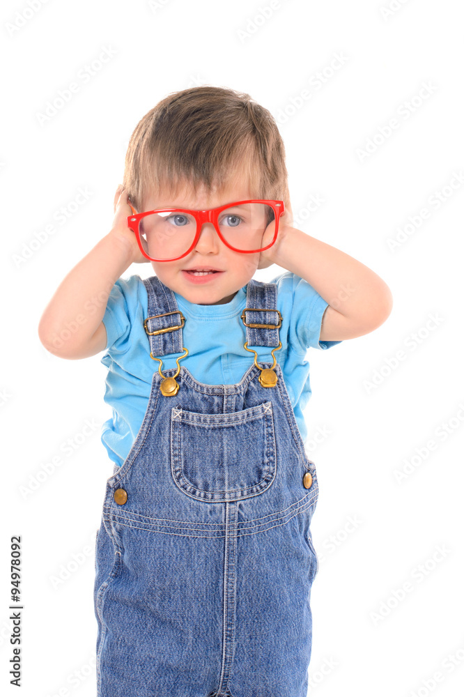little funny boy with large red glasses little funny boy with large red glasses