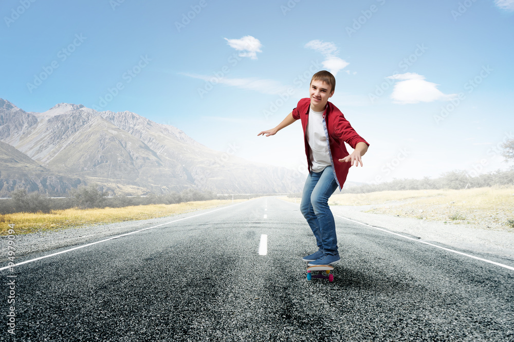 Fototapeta premium Guy on skateboard