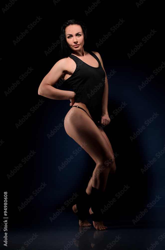 Fototapeta premium young female athlete in black underwear