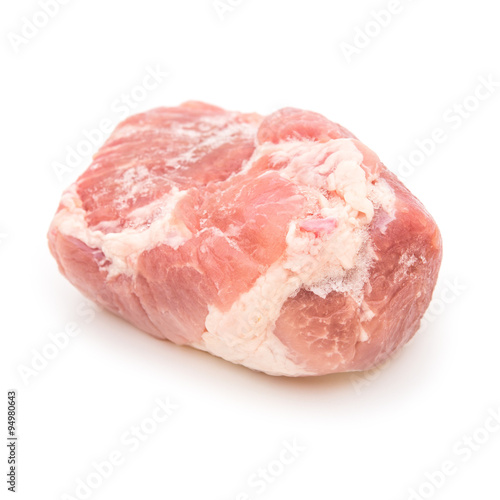 frozen fatty raw pork in a white background