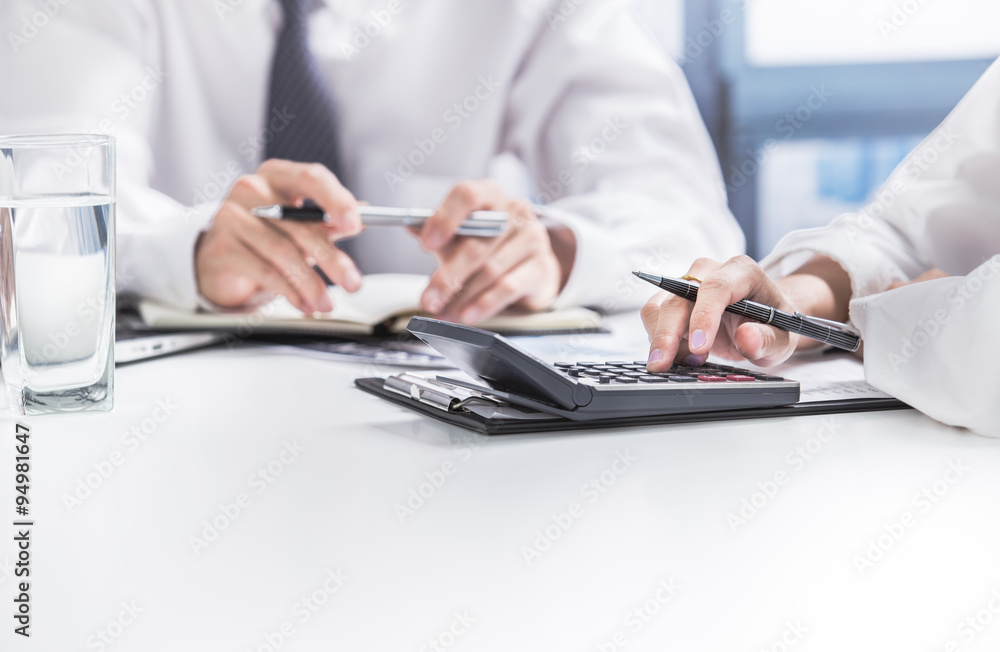 Business people discussing the charts and graphs showing the res