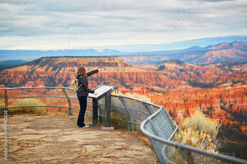 Tourist enjoying scenic view in Bryce Canyon National Park, Utah, USA