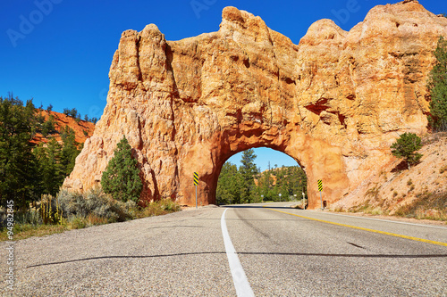 Red Arch road tunnel near Bryce Canyon National Park, Utah, USA