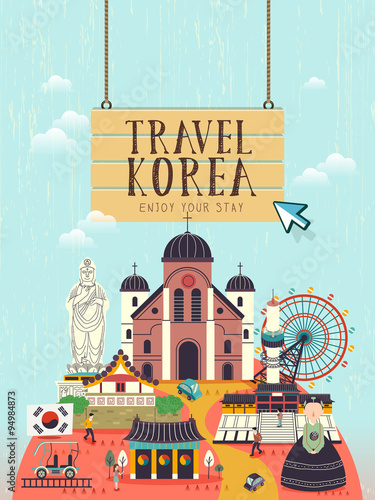 South Korea travel concept poster