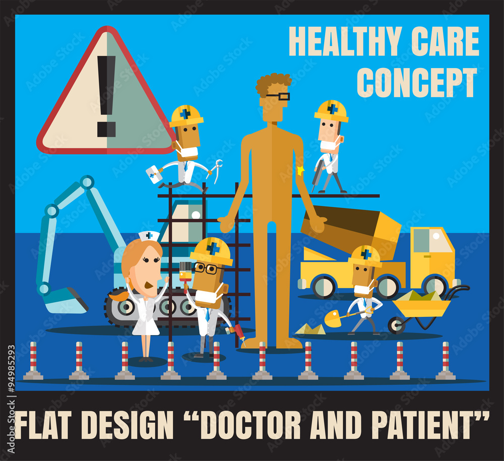 doctor and patient flat icon illustrationl healthy care vector f