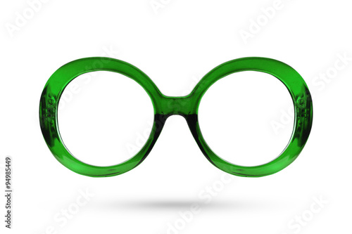 Fashion green glasses style plastic-framed isolated on white bac