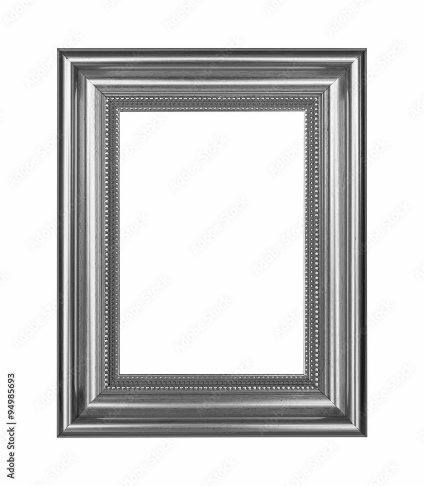 Fototapeta premium Wooden Silver frame vintage isolated background.