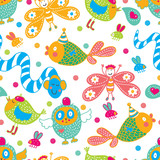 Cheerful party. Kids seamless pattern. Seamless pattern can be used for wallpaper, pattern fills, web page background, postcards.