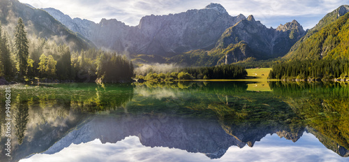 High resolution panorama of th emountain lake photo