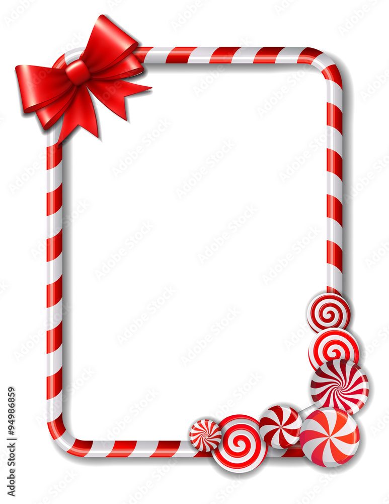 Frame made of candy cane Frame made of candy cane