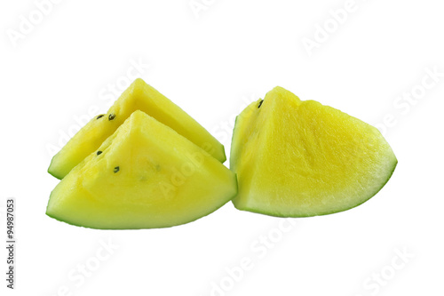 Obraz na płótnie yellow watermelon isolated on white background w salonie