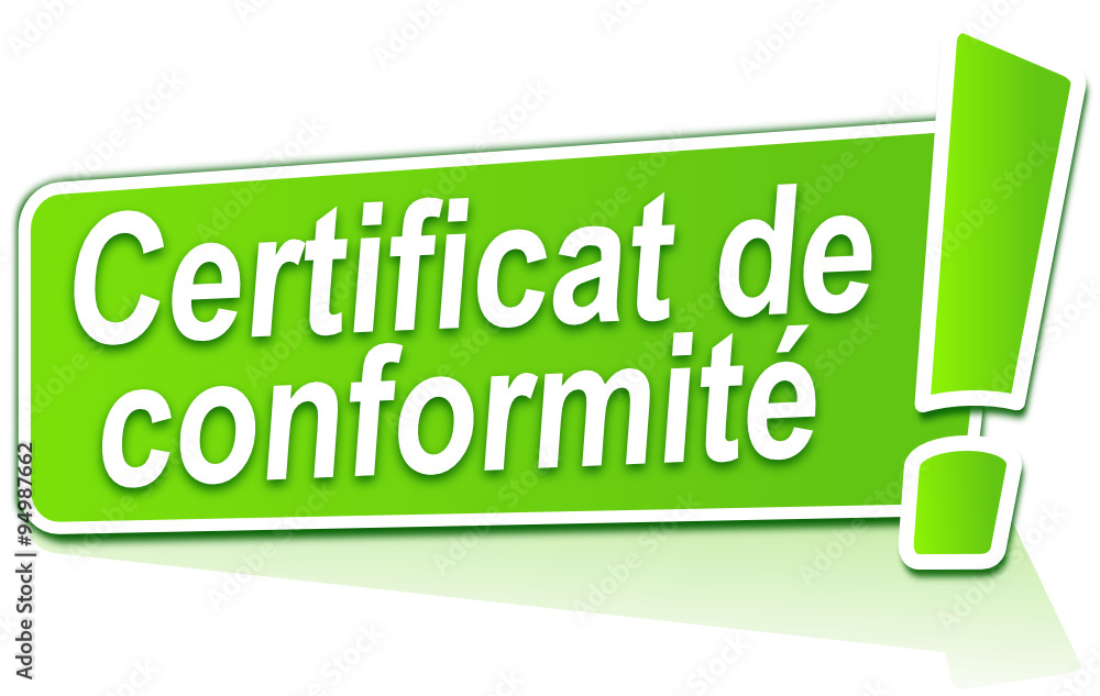 Fototapeta premium certificat de conformité sur étiquette verte
