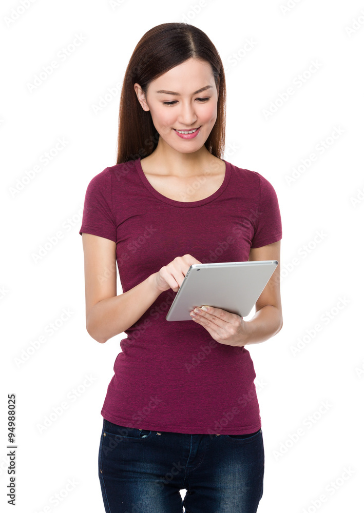 Young Woman use of tablet pc